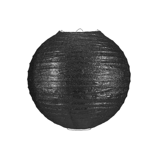 Lampion zwart glitter 25cm