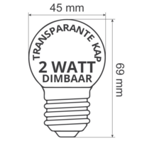 Prikkabel set met 2 watt dimbare LED lampen met LEDs in bodem