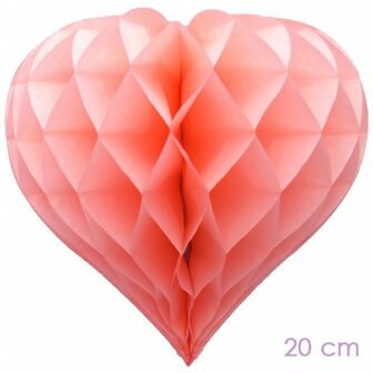 Honeycomb hart baby roze 20 cm