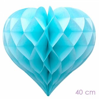 Honeycomb hart licht blauw 40 cm