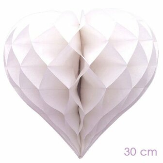 Honeycomb hart wit 30 cm