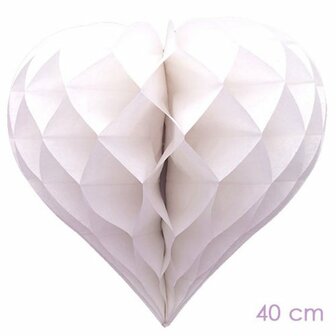 Honeycomb hart wit 40 cm