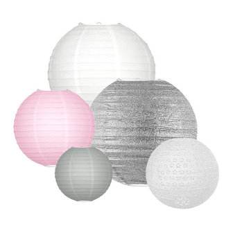 Lampionpakket - Papier - Pink & Silver - 20-delig
