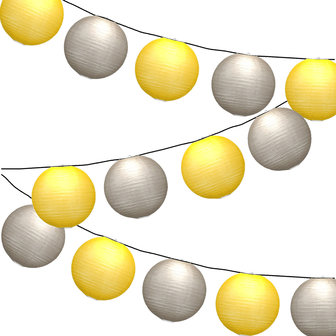 Lampionpakket - Okergeel &amp; Kiezelgrijs - 20-delig - incl. LED string