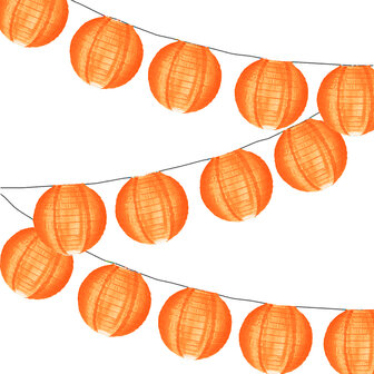 Lampionpakket - Nylon Oranje - 20-delig - incl. LED string