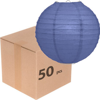 50 x Lampion 25cm - Marine blauw rijstpapier 