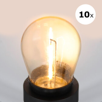 10 x warm witte LED filament lampmet transparante kap - 1 watt