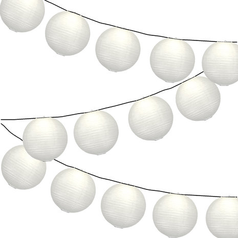 Lampionpakket - Wit - 20-delig - incl. LED string
