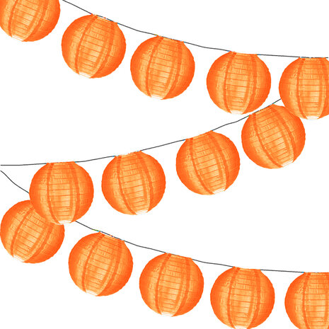 Lampionpakket - Nylon Oranje - 20-delig - incl. LED string