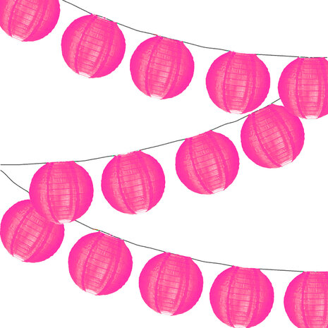 Lampionpakket - Nylon Roze - 20-delig - incl. LED string