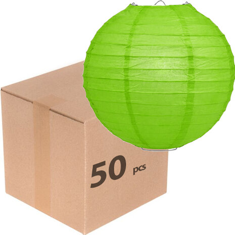 50 x Lampion 25cm - Licht groen rijstpapier 