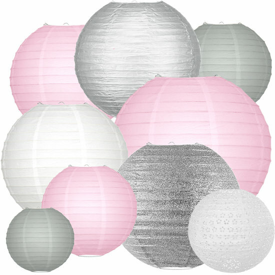 Lampionpakket - Pink &amp; Silver - 40-delig