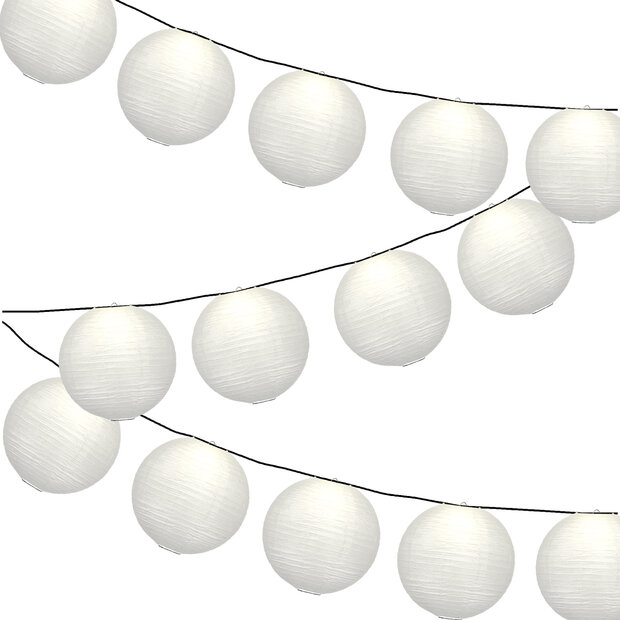 Lampionpakket - Wit - 20-delig - incl. LED string