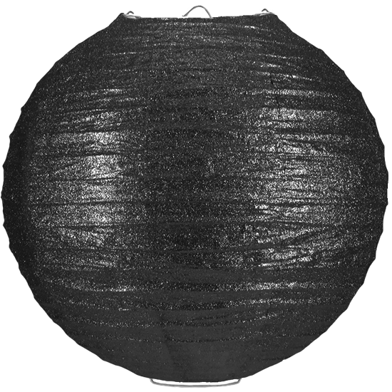 Lampion zwart glitter 80cm