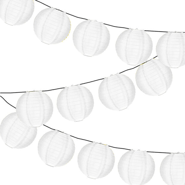 Lampionpakket - Nylon Wit - 20-delig - incl. LED string
