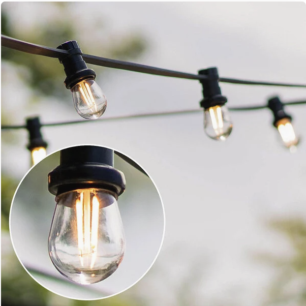 Prikkabel set 50 meter met LED lampen met dubbele filament