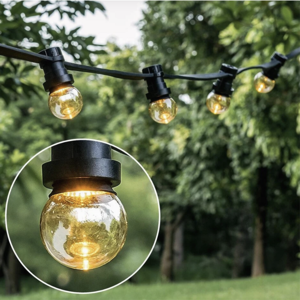 Prikkabel set 50 meter met LED lampen met LED's in bodem