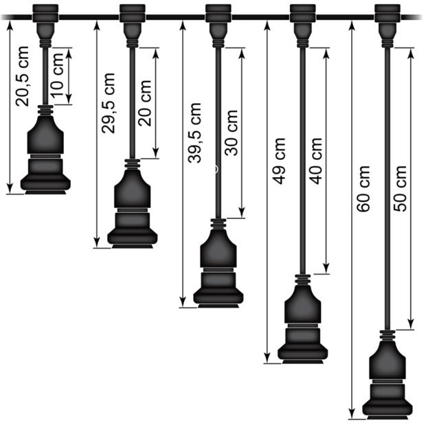 Hangende fitting (zwart) - zelfmontage (excl. lamp)
