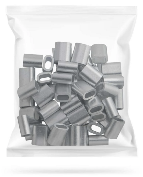 Draadklemmen voor 3mm staalkabel, aluminium.