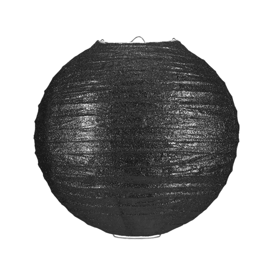 Lampion zwart glitter 35cm