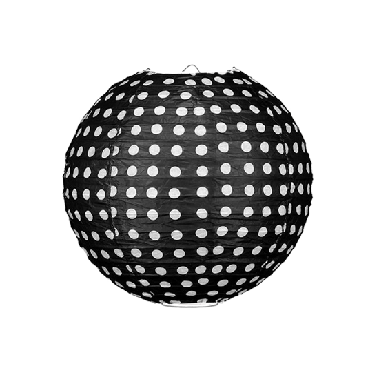 Lampion polkadot zwart 25cm