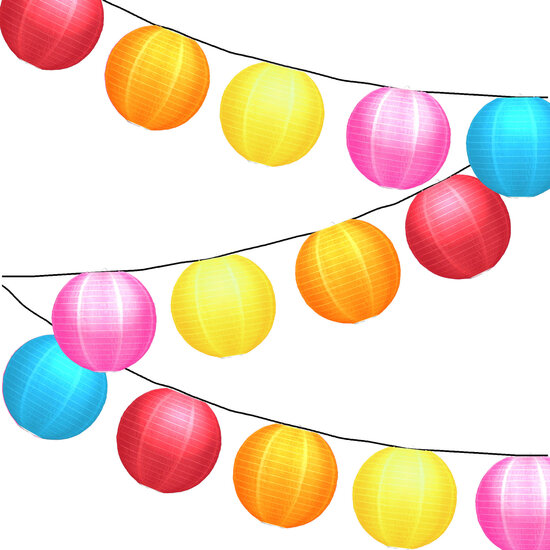 Lampionpakket - Nylon Rainbow - 20-delig - incl. LED string