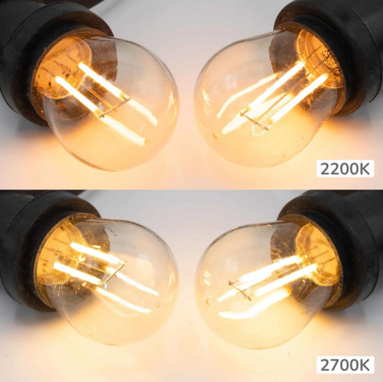 Prikkabel set met LED lampen met dubbele filament - dimbaar