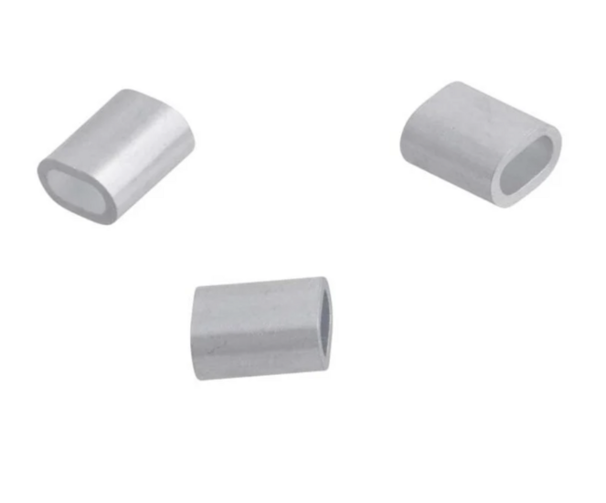 Draadklemmen voor 3mm staalkabel, aluminium.