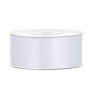 Rolletje 25mm wit satijnen lint - 25 meter
