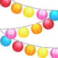 Lampionpakket - Nylon Rainbow - 20-delig - incl. LED string