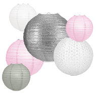Lampionpakket - Papier - Pink &amp; Silver - 20-delig
