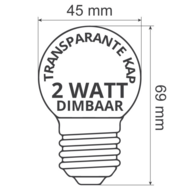 Prikkabel set met 2 watt dimbare LED lampen met LEDs in bodem