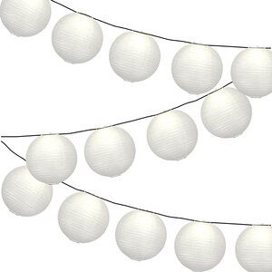 Lampionpakket - Papier - Wit - 20-delig - incl. LED string