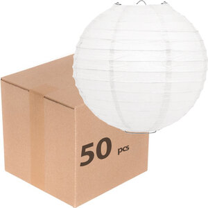 50 x Lampion 25cm - Wit rijstpapier 