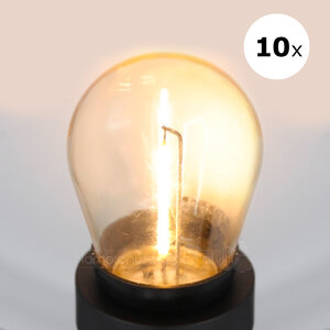 10 x warm witte LED filament lamp met transparante kap - 1 watt - 2700K