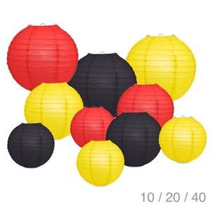 Lampionpakket ZWART, GEEL en ROOD - papieren lampionnen  Lampionpakket ZWART, GEEL en ROOD - papieren lampionnen